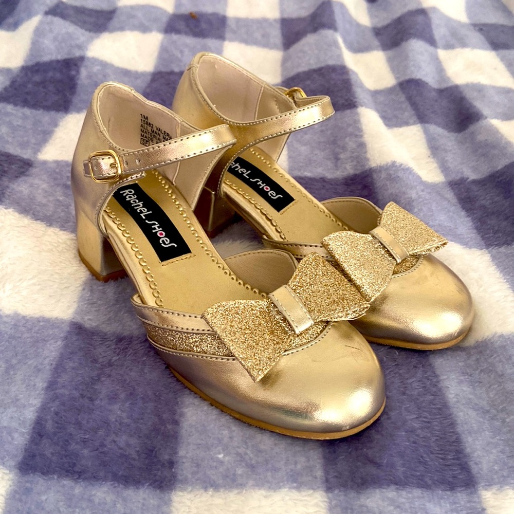COPY - Rachel Shoes beautiful shiny gold dressy heels, size 1 girls. Only worn …